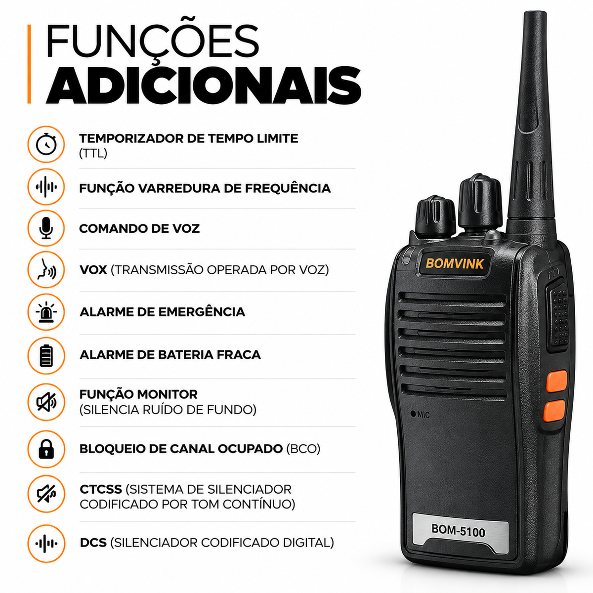 Kit 2 Rádios Comunicadores UHF BOMVINK - Alcance até 12 KM