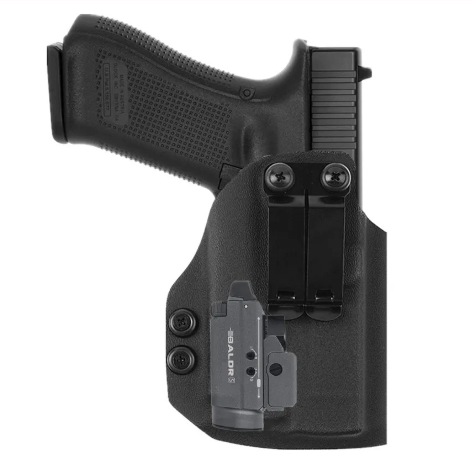 Coldre Velado Kydex Premium para Glock G17, G19, G19X, G25 e G45 com Lanterna - Destro