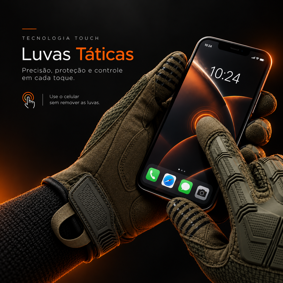 Luva Tática Touch Antiderrapante Desert
