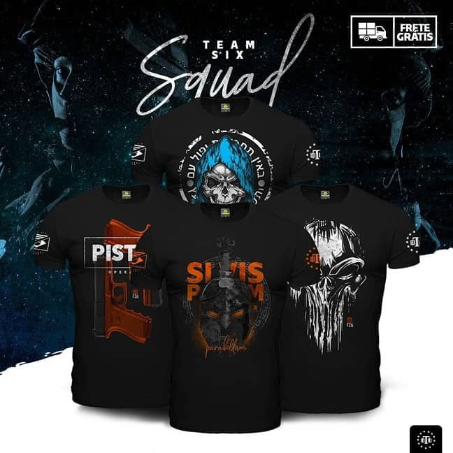 Kit 4 Camisetas Masculinas GUFZ6 Squad Team Six®