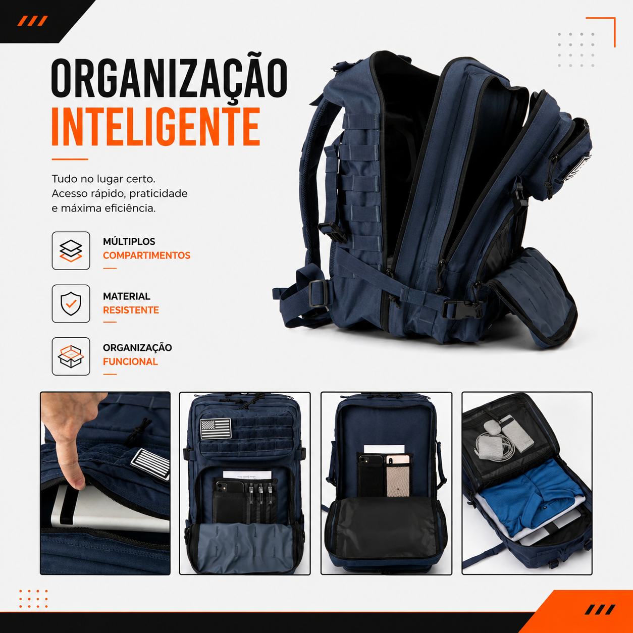 Mochila Tática Outdoor 50 Litros - Azul