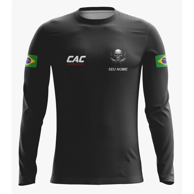 Camiseta Dry Fit com Proteção UV 50+ CAC Atirador (Com Personalização de Nome Gratuita)