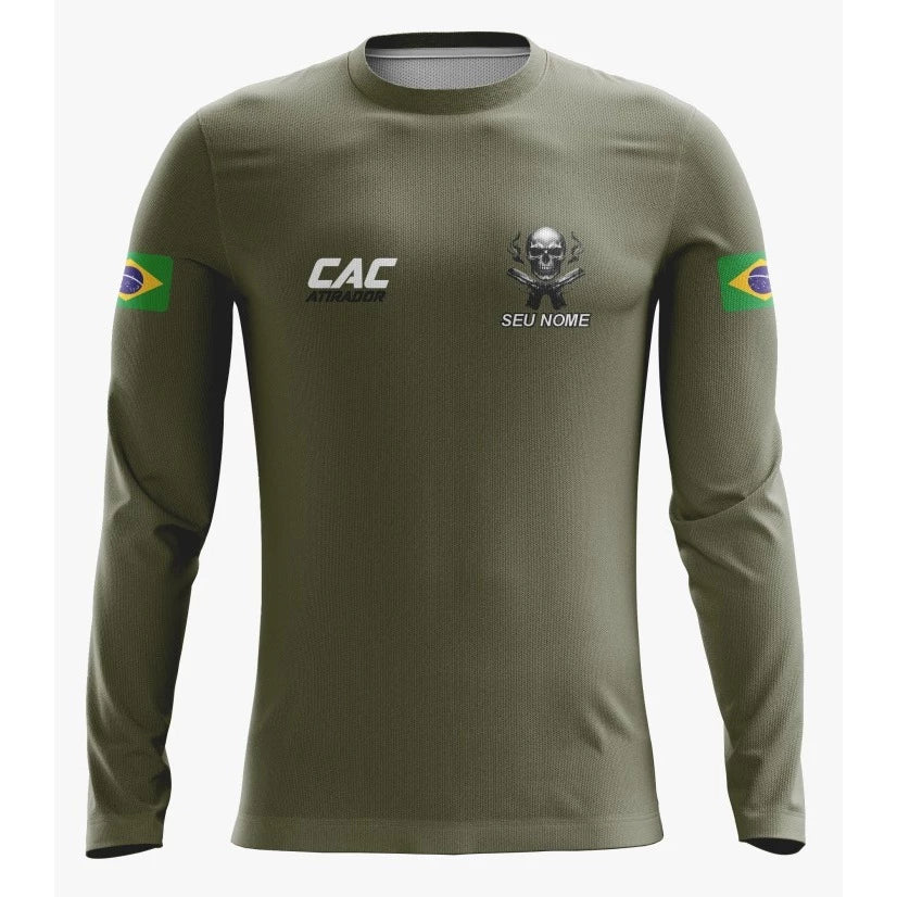 Camiseta Dry Fit com Proteção UV 50+ CAC Atirador (Com Personalização de Nome Gratuita)