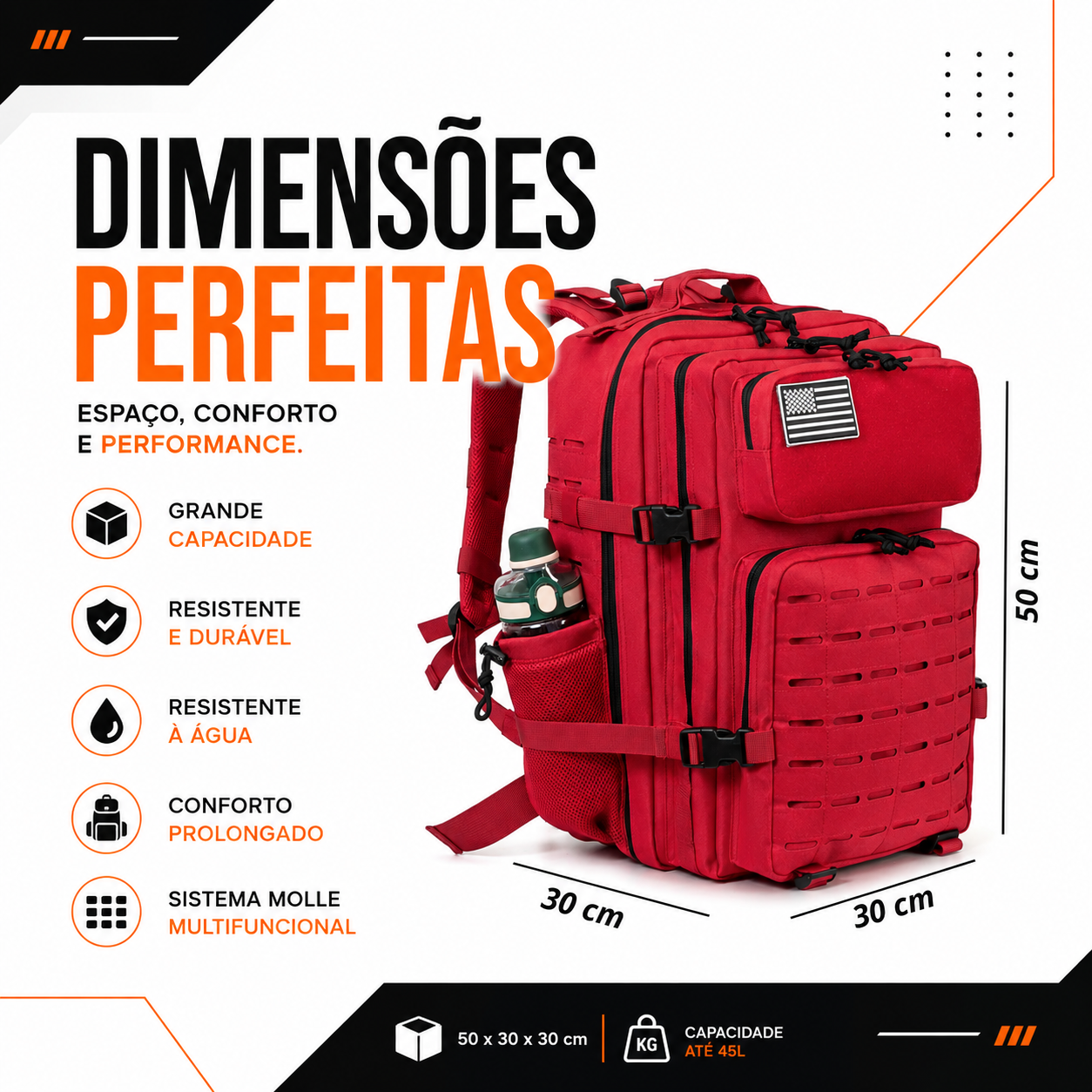 Mochila Nomad 50 Litros - Vermelha