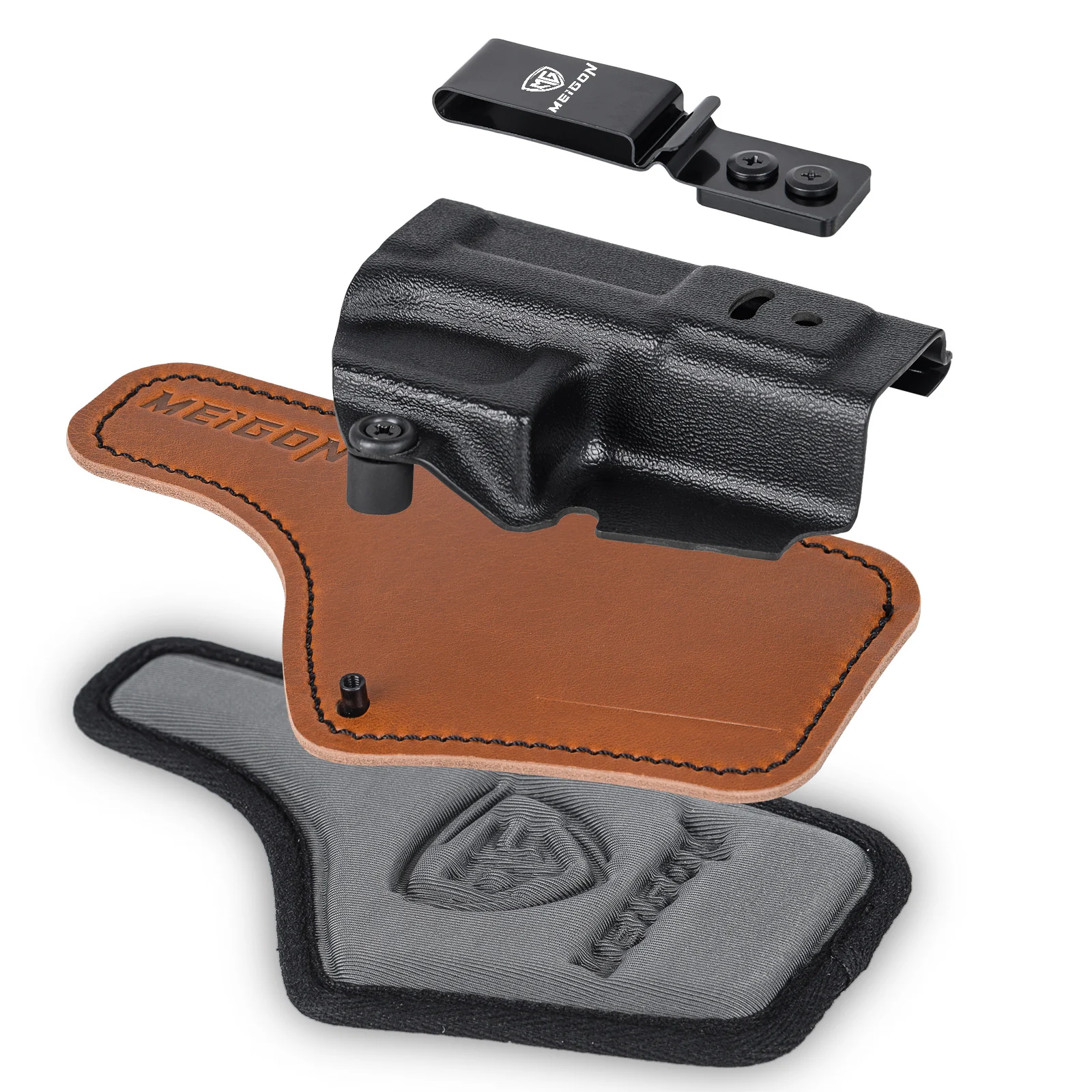 Coldre de Kydex ou Fibra de Carbono + Couro - Glock G26, G27 e G33 com Red Dot