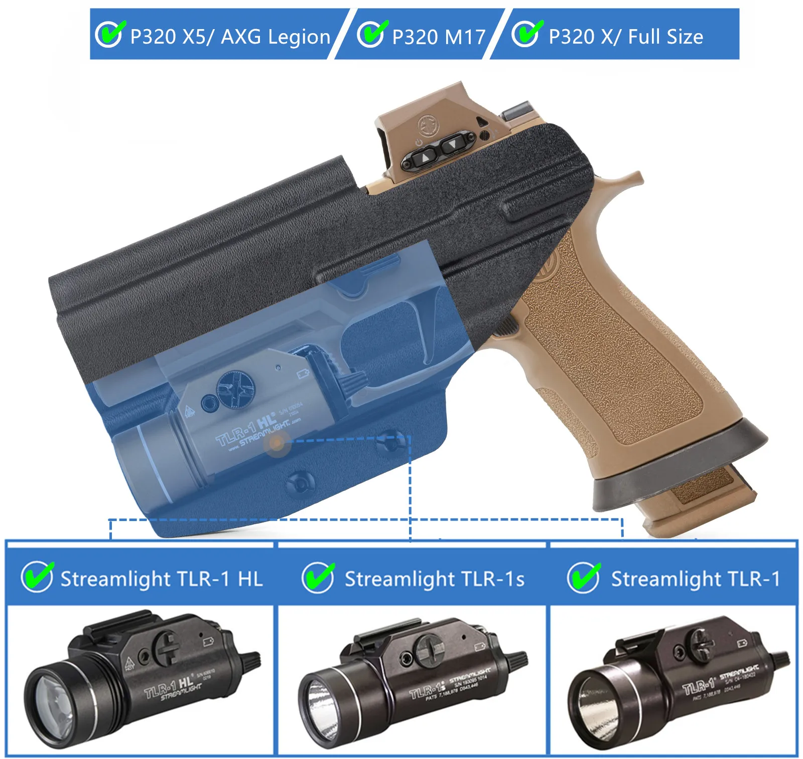 Coldre Velado de Alta Performance para Sig Sauer - Linha P320 - Compatível com Lanterna