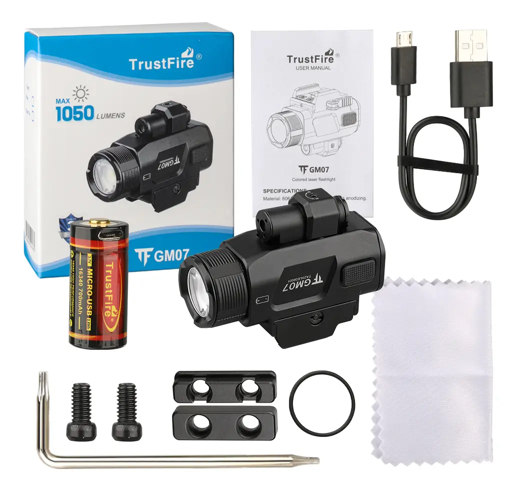 Lanterna Tática Trustfire GM07 com Laser Verde – 1050 Lumens