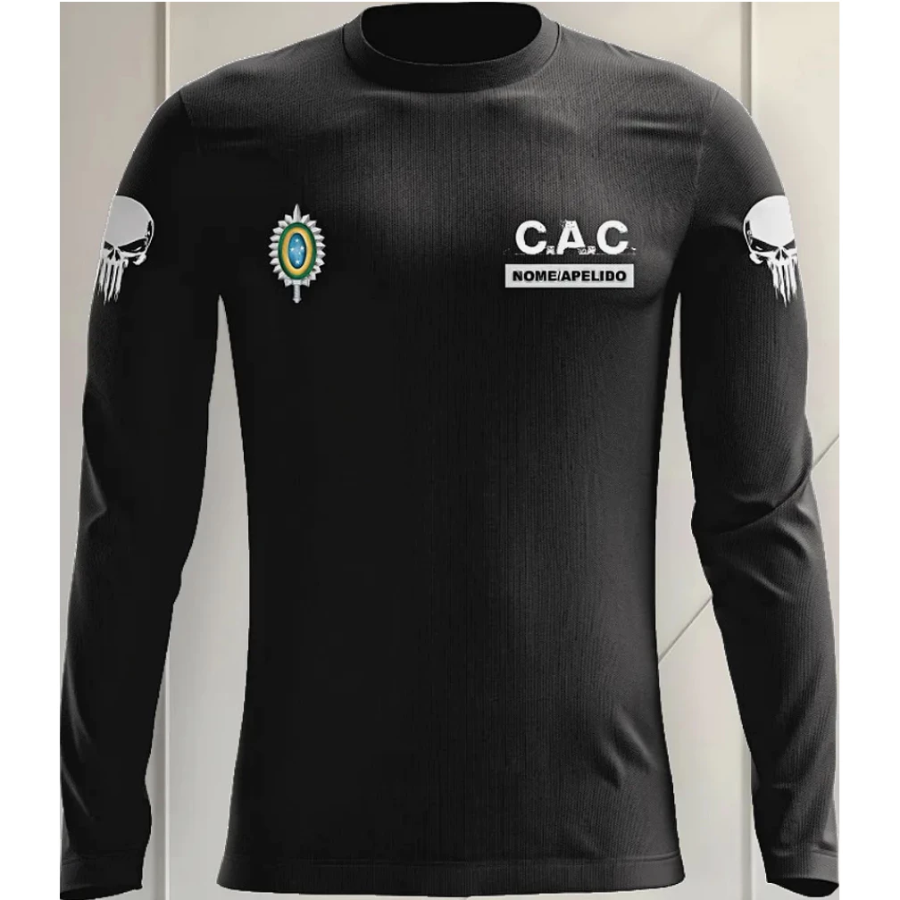 Camiseta Masculina Manga Longa Dry Fit com Proteção UV CAC Atirador (Com Personalização de Nome Gratuita)