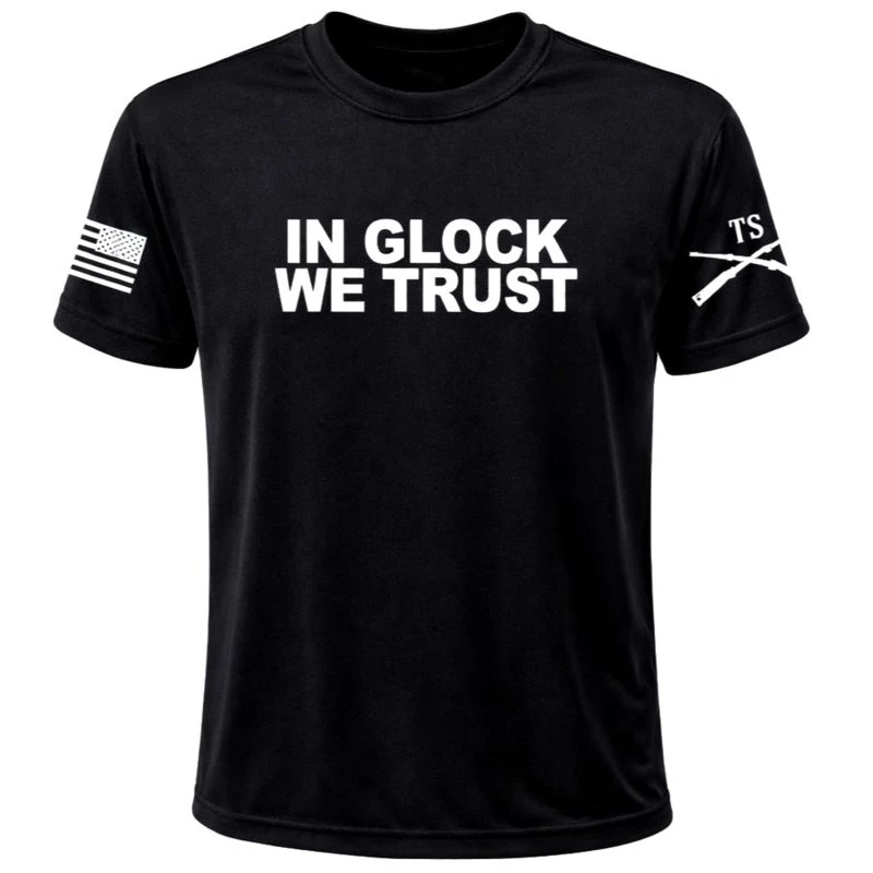 Camiseta Dry Fit "In Glock We Trust"