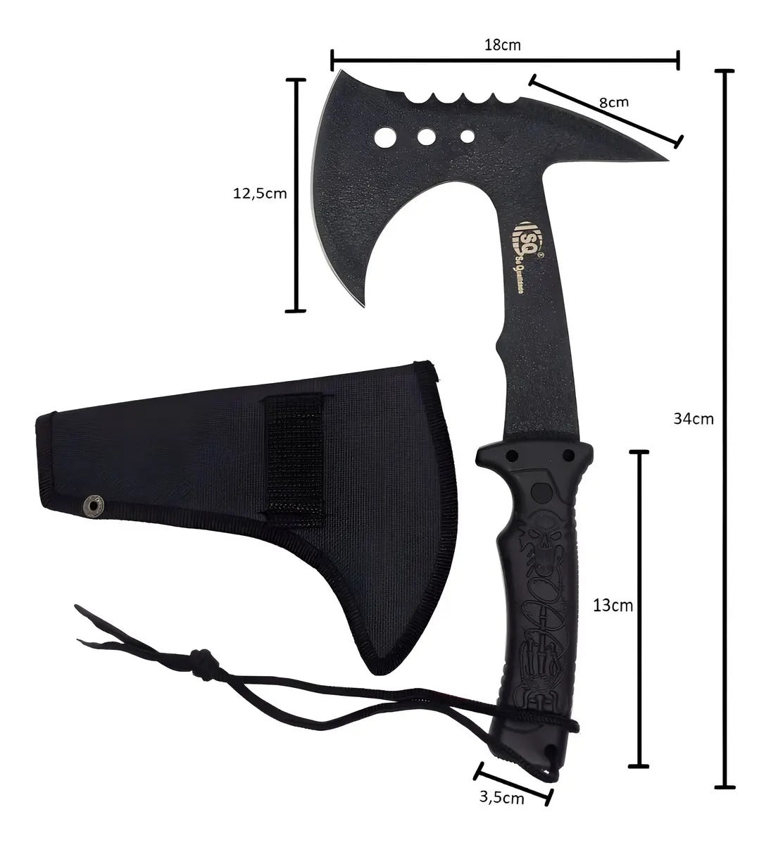 Kit Sobrevivência Tático: Facão Militar Full Tang + Machado Tático