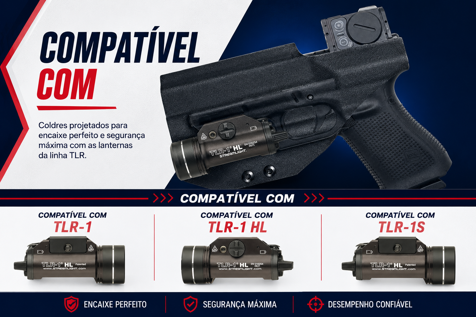 Coldre de Kydex Velado CZ P-10 (C, F e S) – Compatível com Lanterna e Red Dot