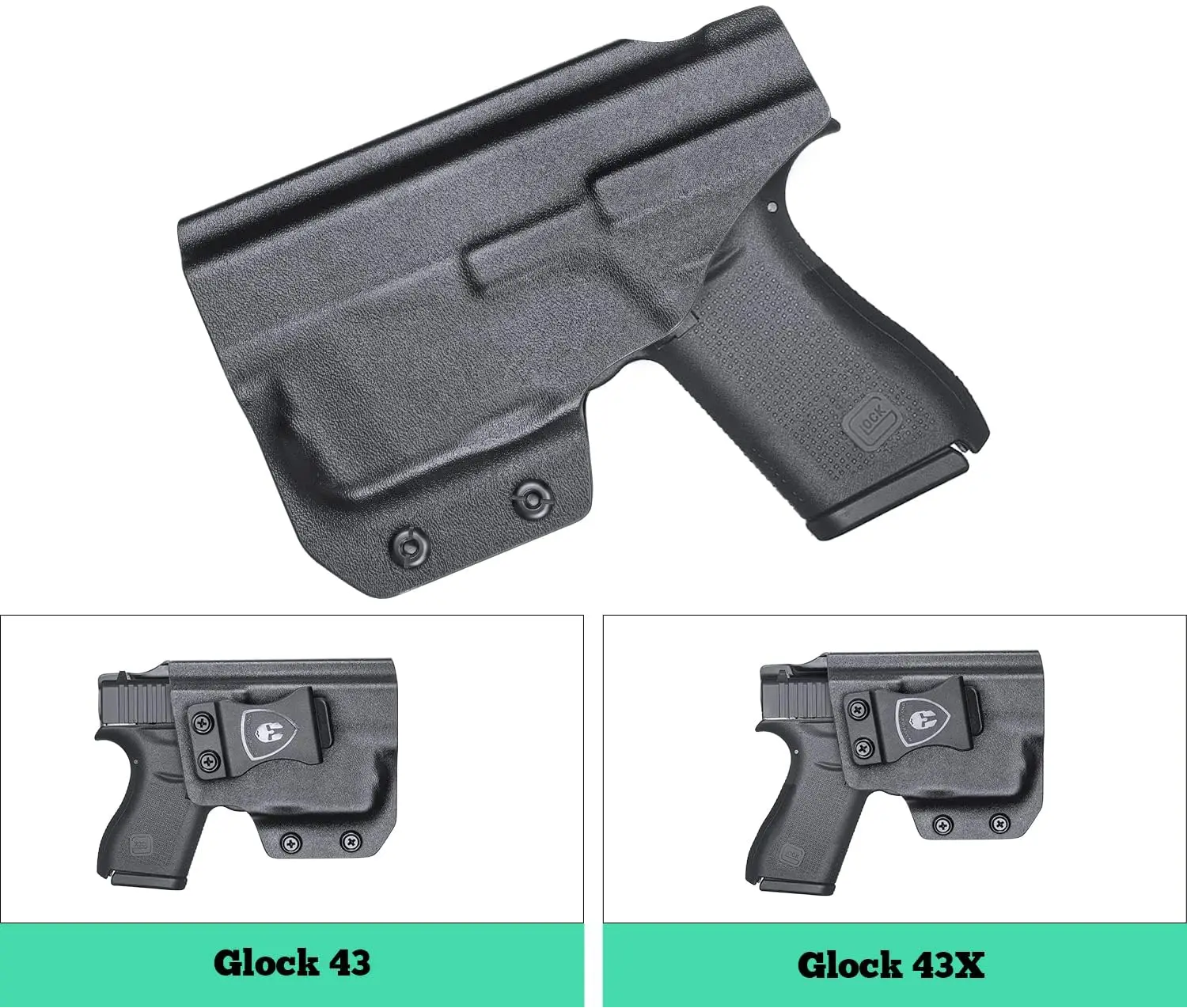 Coldre Velado Kydex ou Fibra de Carbono para Glock G43 e G43X com Lanterna TLR-6