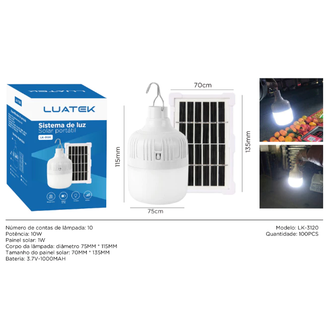 Lâmpada + Painel Energia Solar