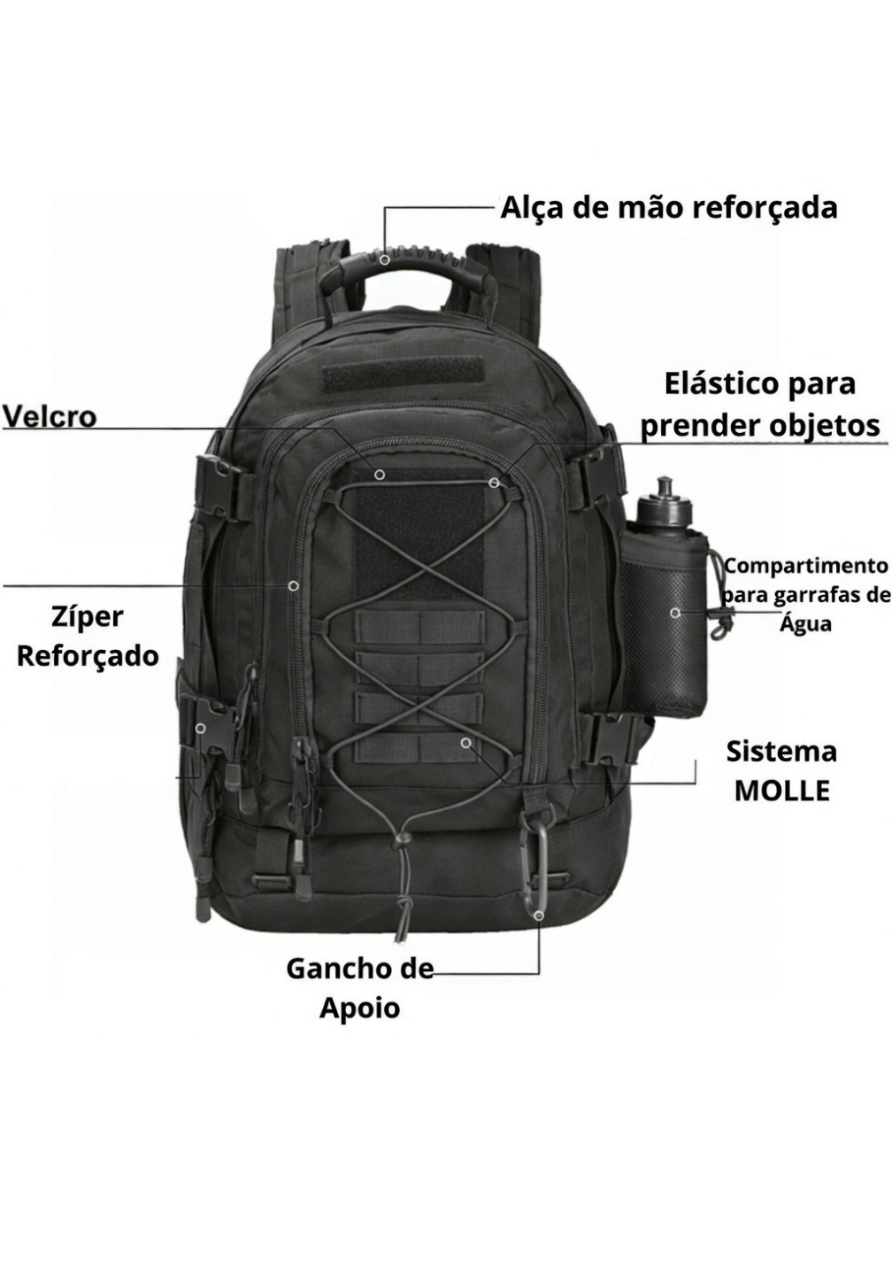 Mochila 40L > 60L Combat® - Preta