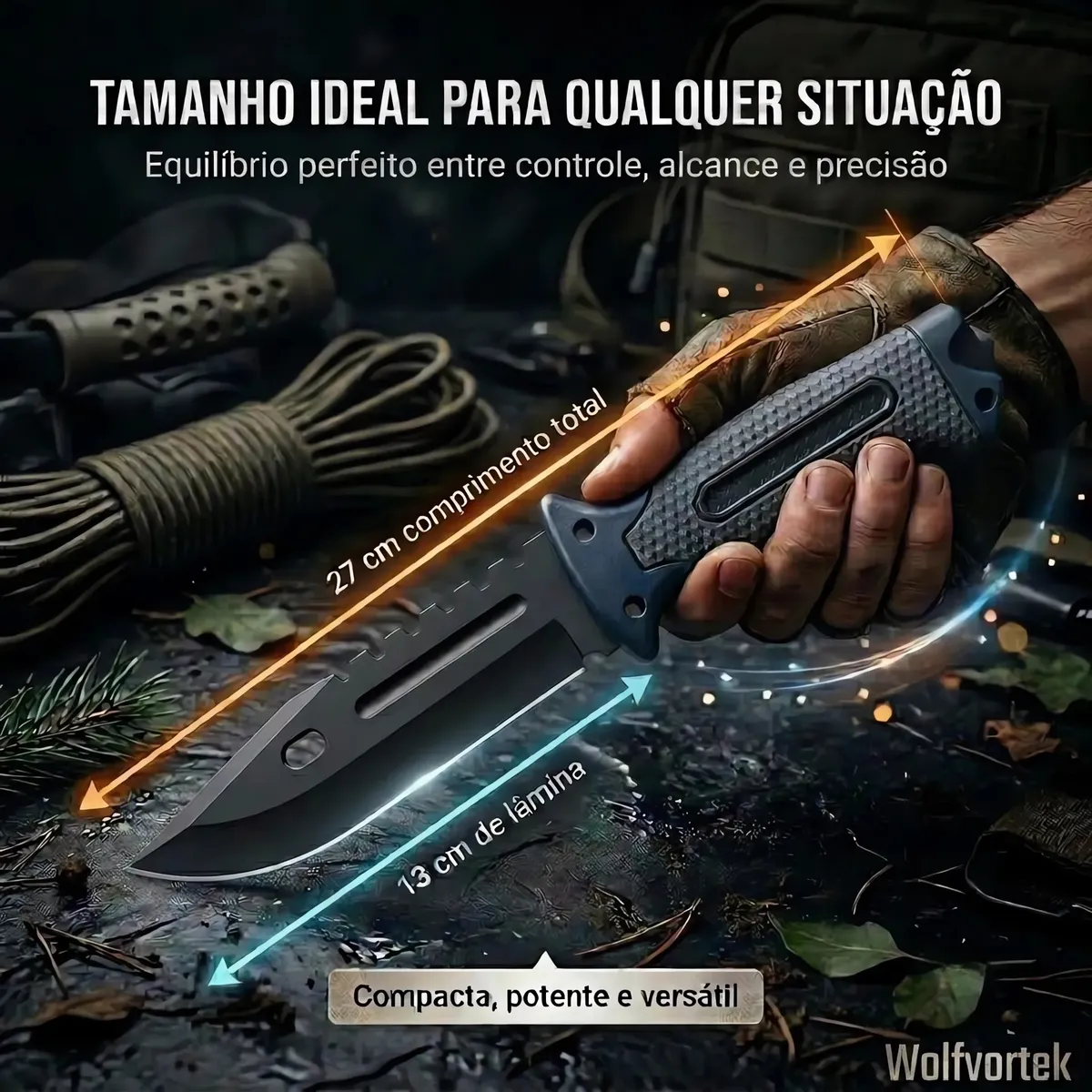 Kit Sobrevivência: Faca Militar  + Lanterna Tática com Zoom Regulável