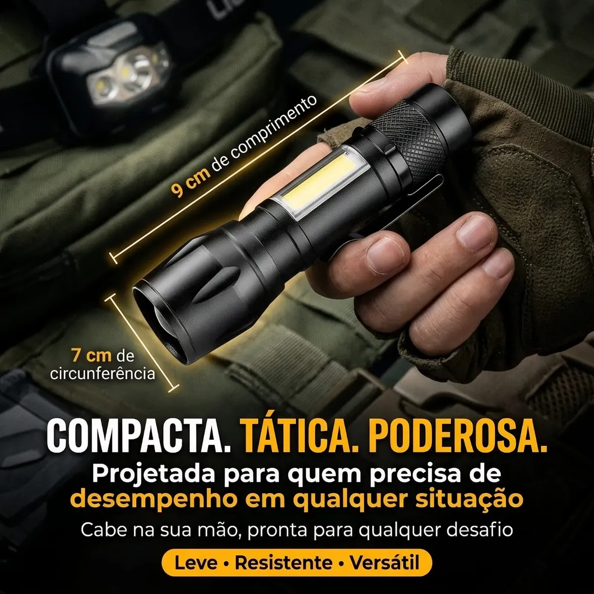 Kit Sobrevivência: Faca Militar  + Lanterna Tática com Zoom Regulável