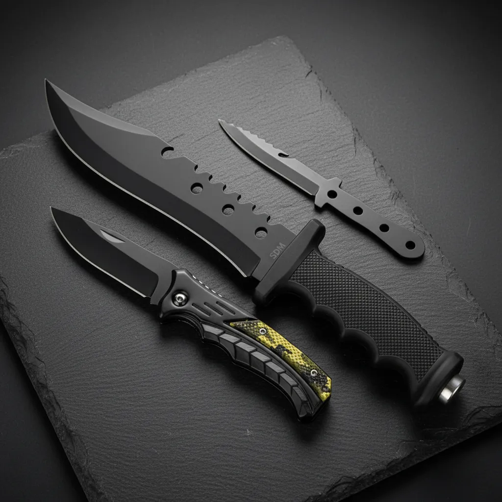 Kit Operacional Faca de Combat + Faca de Arremesso + Canivete