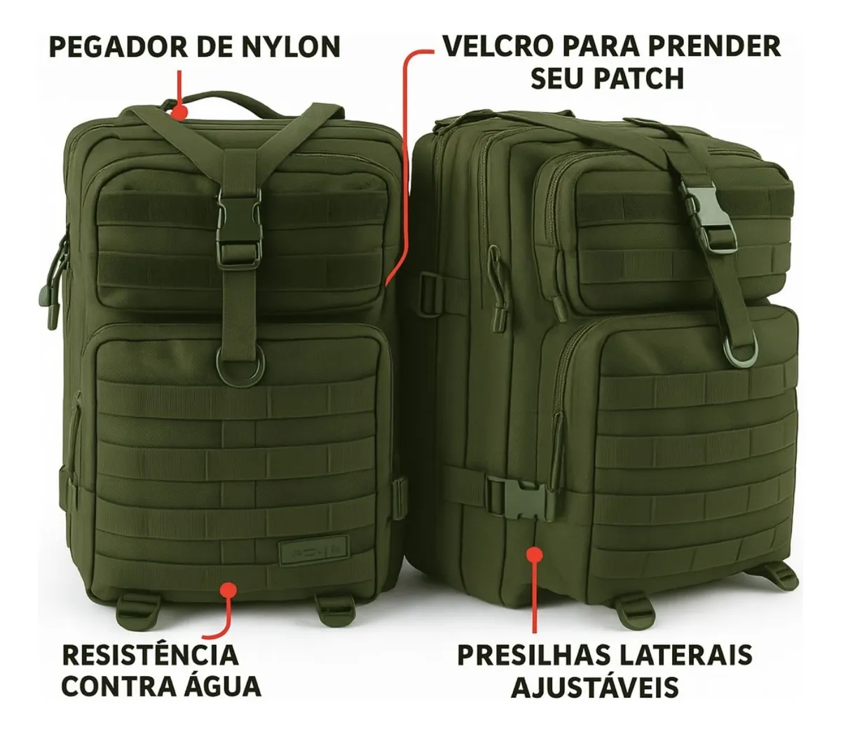 Mochila Tática 50 Litros Outdoor® - Verde Militar