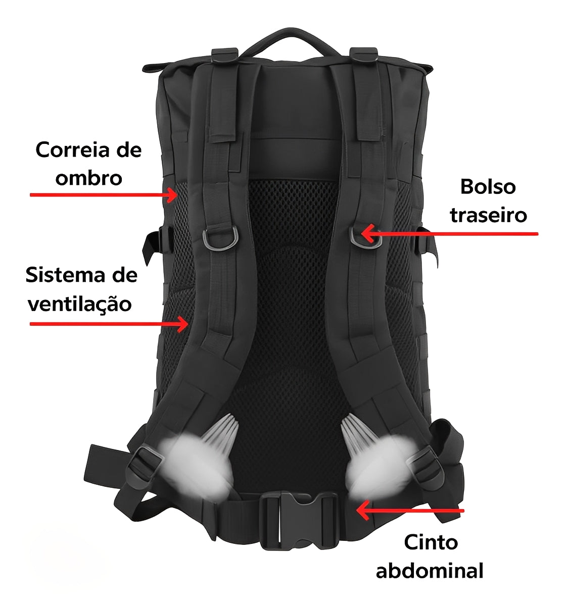 Mochila Tática 50 Litros Outdoor® - Preta